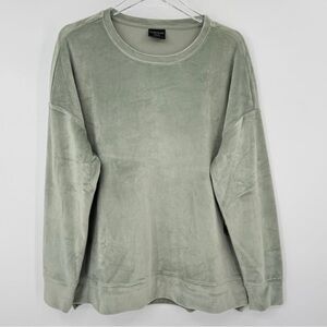 32 Degrees Heat Cool Women's Green Crew Neck Velvet Pullover Sweatshirt Size XL